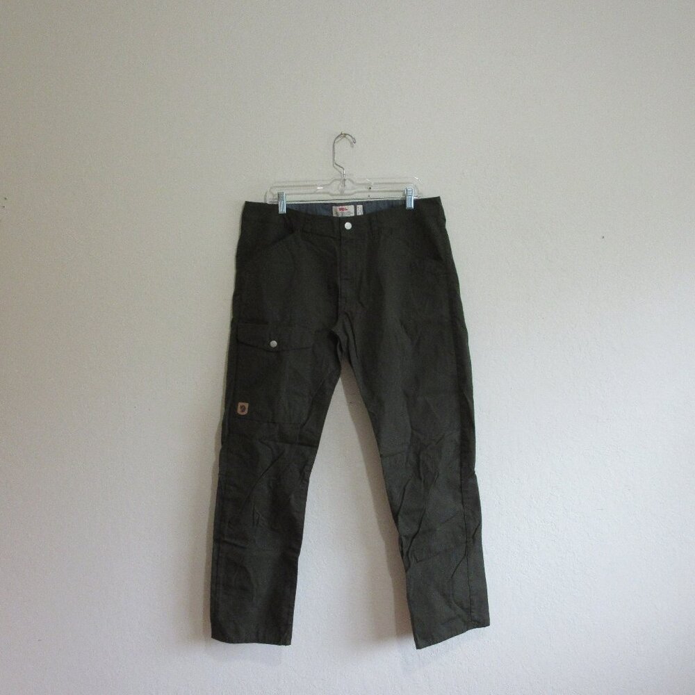 FJALL RAVEN Greenland Jeans Olive Green Cargo 36 Regular Nature Hiking Pants